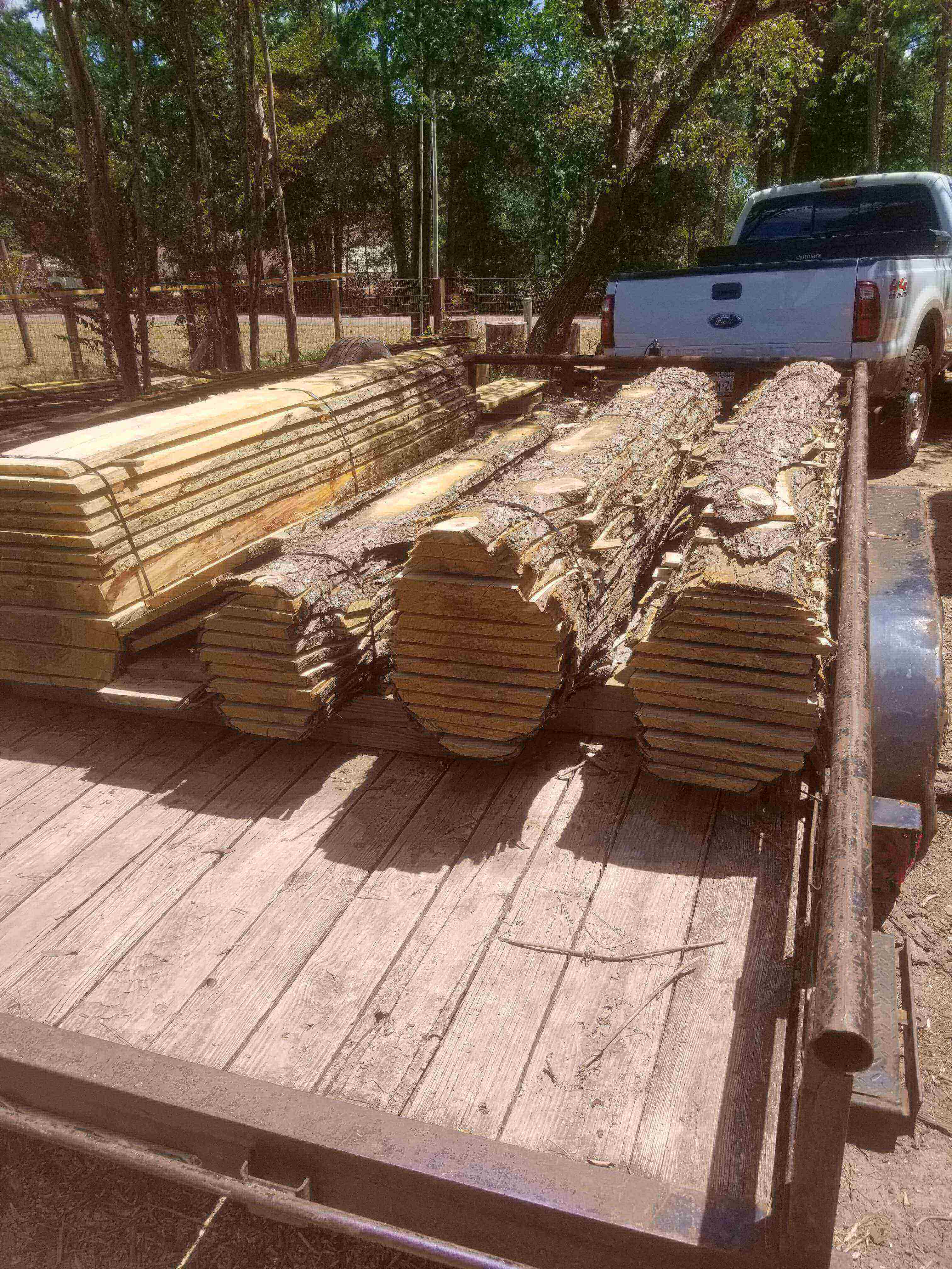 Wood loaded onto trailer